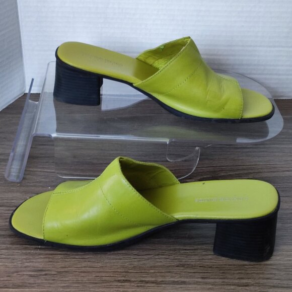 Denver Hayes Brazil 2" High Heel Slide Sandals Size 8 green Flat Slip On… - Picture 1 of 14